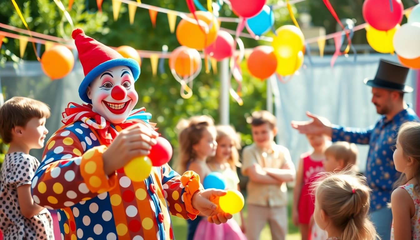 Interactive birthday party entertainers delight children with fun activities.