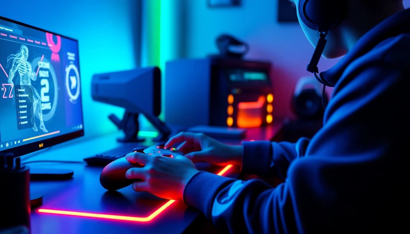 Experience intensive gameplay with a Cronus zen controller setup showcasing dynamic RGB lighting and competitive gaming focus.