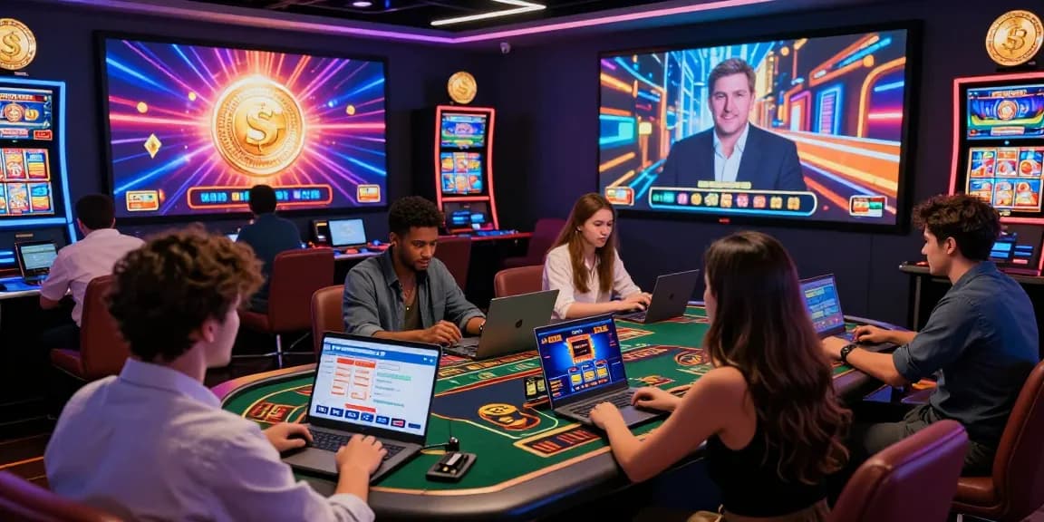 Join players at credit card casinos enjoying live games and engaging bonuses in a vibrant online casino atmosphere.