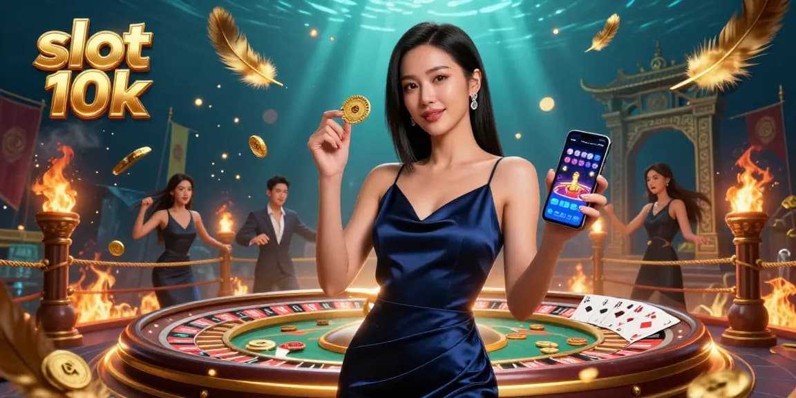 Experience the excitement of slot 10k with stunning graphics and engaging gameplay in this dynamic casino scene.