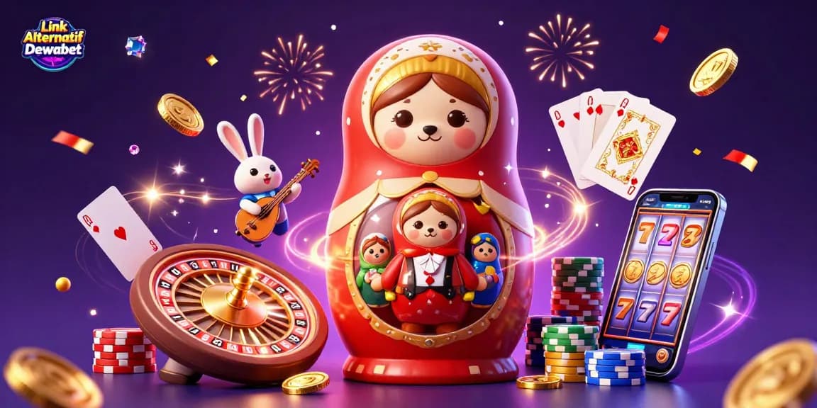Place bets at Link Alternatif Dewabet with casino elements and festive atmosphere.