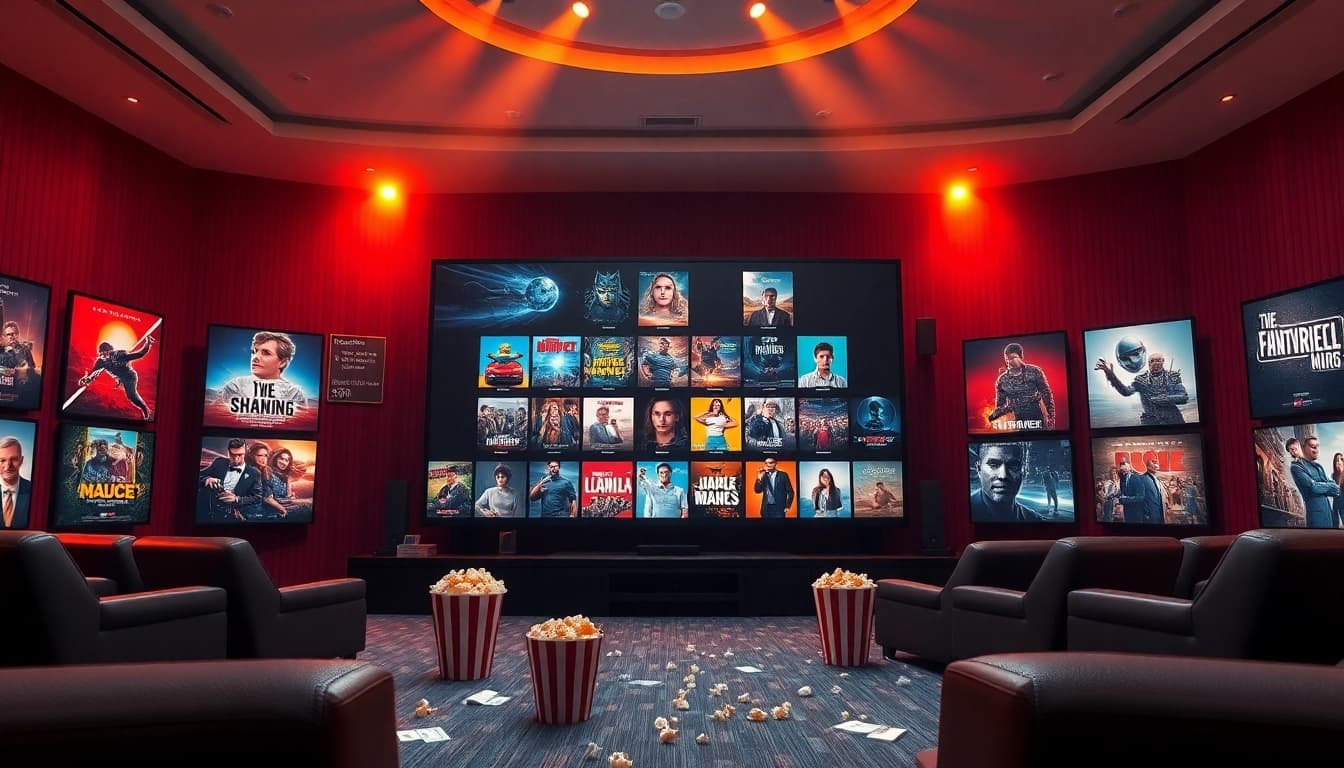 Watch films at https://bandarlayarkaca21.com with a vibrant cinema streaming interface design.