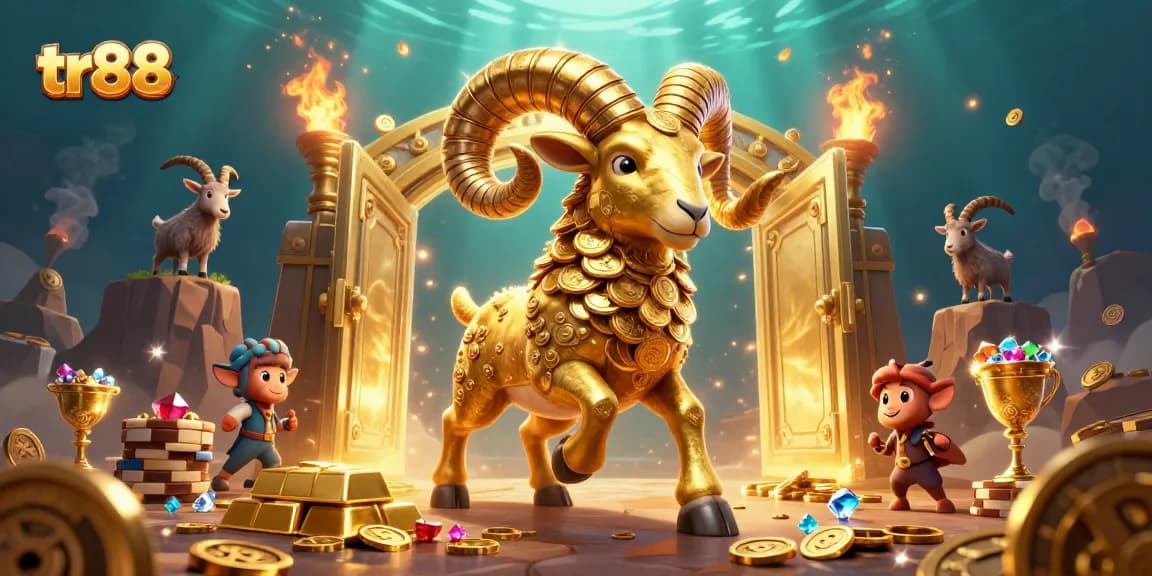 Experience thrilling gambling excitement at tr88 with a vibrant 3D illustration of riches and casino action.