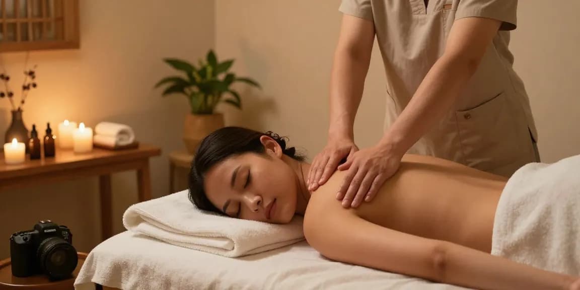 Experience 강남출장안마 in a tranquil massage therapy room setting.