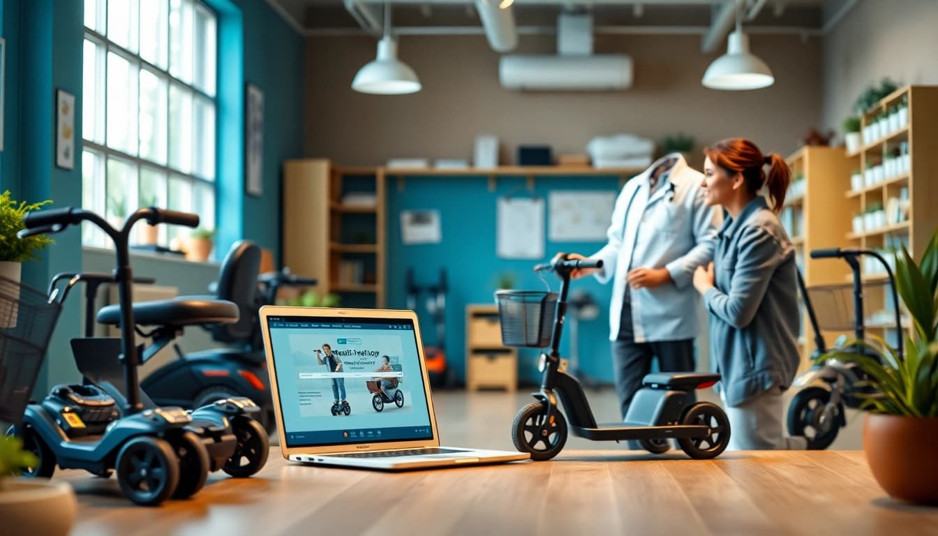 Entdecken Sie hochwertige Mobilitätslösungen in unserem Sanitätshaus-Online-Shop, in dem Elektroroller und Rollatoren vorgestellt werden.