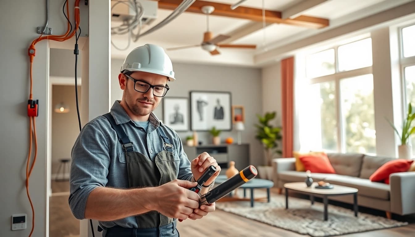 Residential electrician Burnaby working on electrical installations in a stylish home.