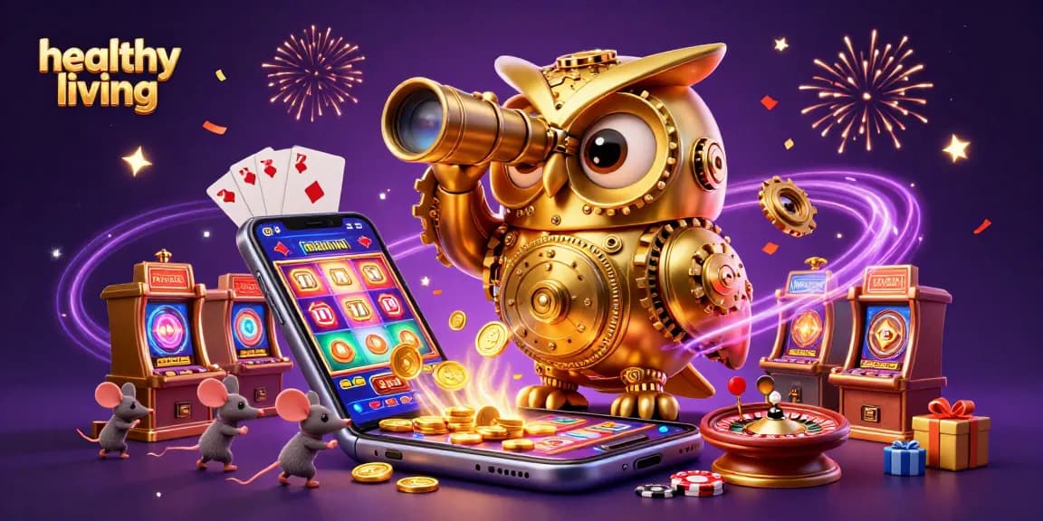 Engage with healthy living while enjoying vibrant casino slots and golden coins cascading in a festive atmosphere.