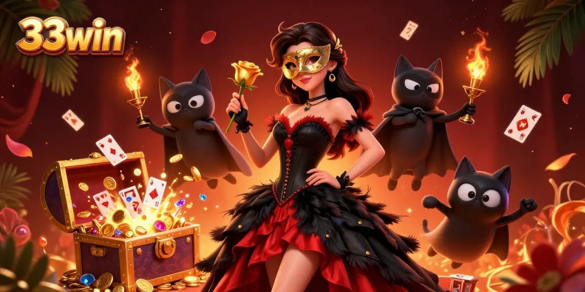Experience the thrill of winning at 33win with vibrant 3D casino-themed illustration.