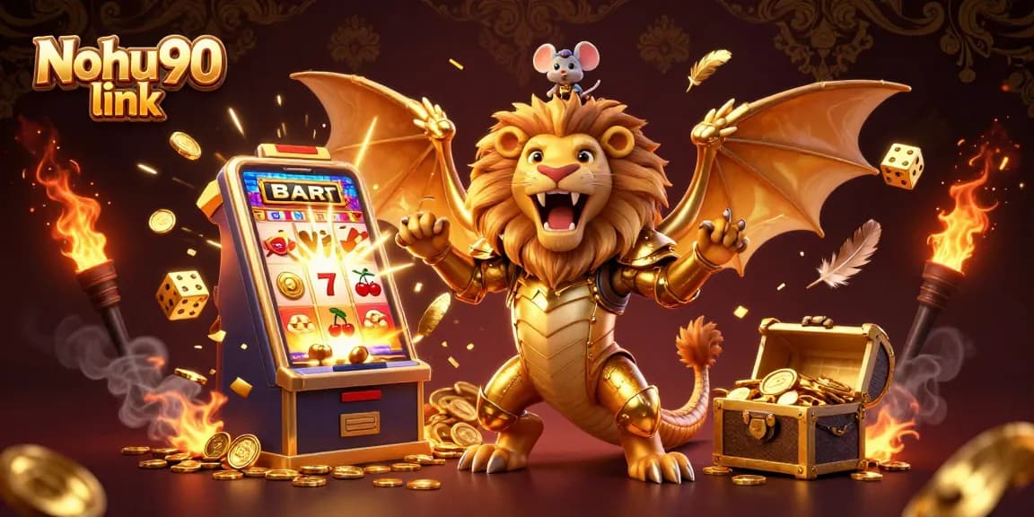 Experience the excitement of Nohu90 link with an energetic chimera and jackpot at a lively casino scene.