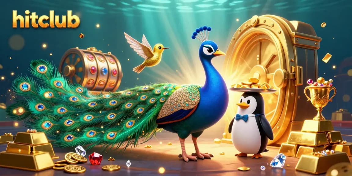 Experience gaming excitement at hitclub with captivating 3D casino characters, gemstone treasures, and dynamic slot reels.