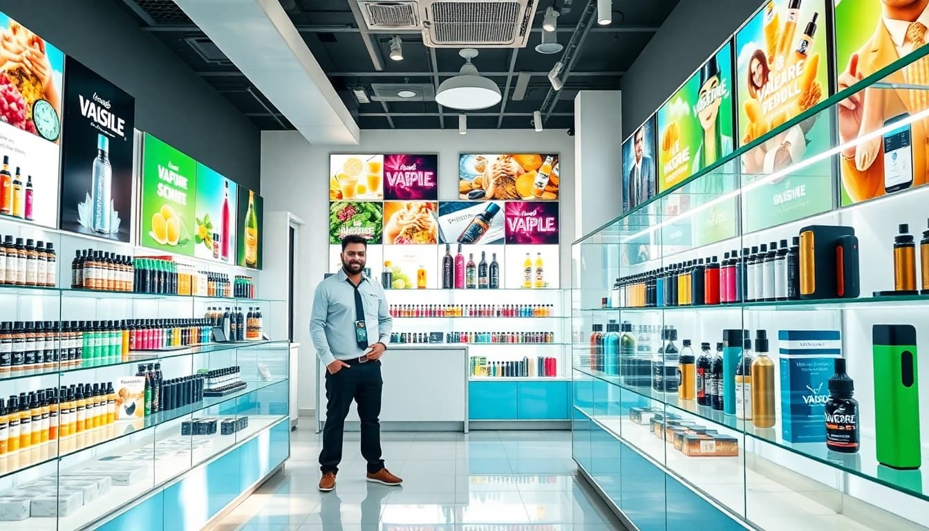 Welcome to our vape shop Dubai, showcasing diverse vaping products and a friendly atmosphere.
