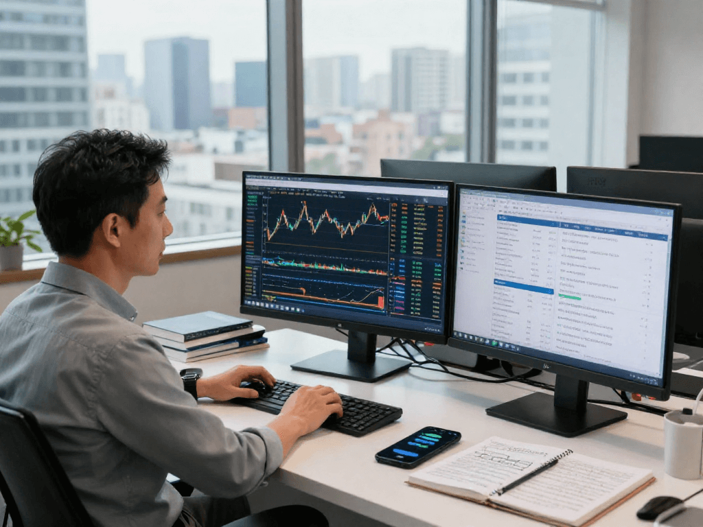 在现代办公环境中，交易者使用MetaTrader 5分析市场数据，展示多元化金融平台的优势。