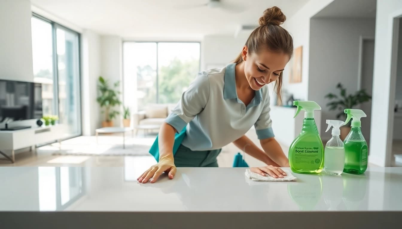 Bond cleaning brisbane specialist revitalizing an apartment with professional-grade cleaning tools.