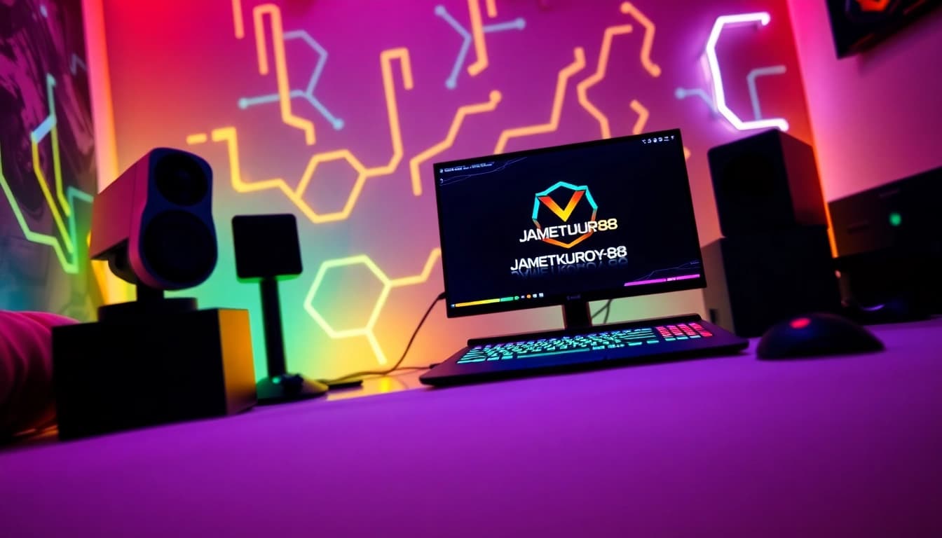 JAMETKUPROY88 gaming setup showcasing modern technology and vibrant ambiance.