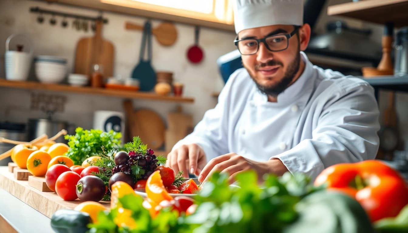 Kochen mit frischen Zutaten auf https://foodies-magazin.de in einer einladenden Küche.