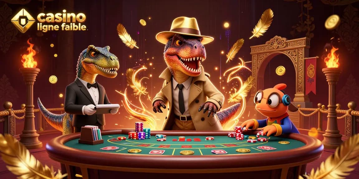 Jouez au casino en ligne fiable où le velociraptor compte les cartes à la table de blackjack.