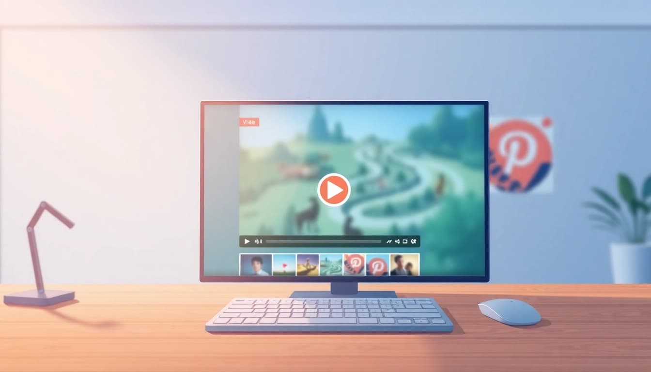 Using pinvideodownloader.org, user easily downloads Pinterest videos with a sleek interface.