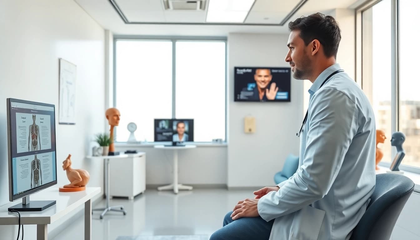 包茎手術の推奨を示す診察室。医師と患者の対話を特徴とする。