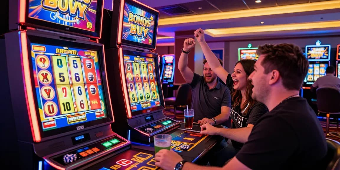 Players enjoying Bonus Buy slots at a casino, highlighted by excitement and lively atmosphere at https://oxfordbedbreakfast.co.uk/.