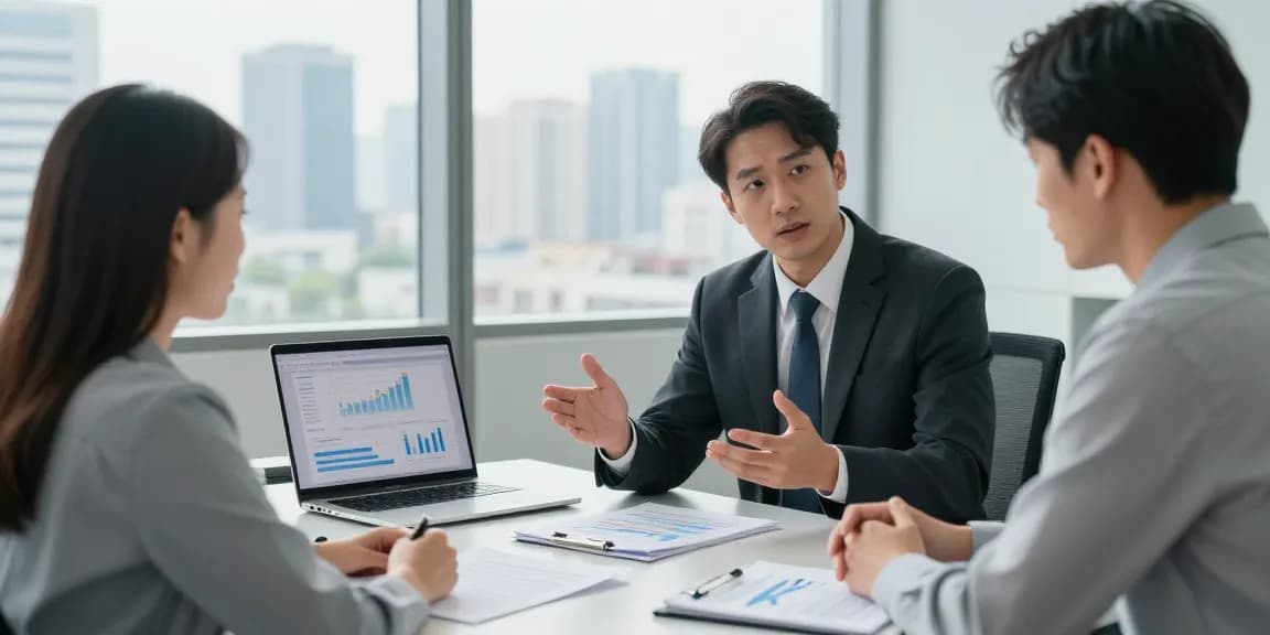 개인회생 상담을 받는 고객과 변호사, 전문적인 상담 환경
