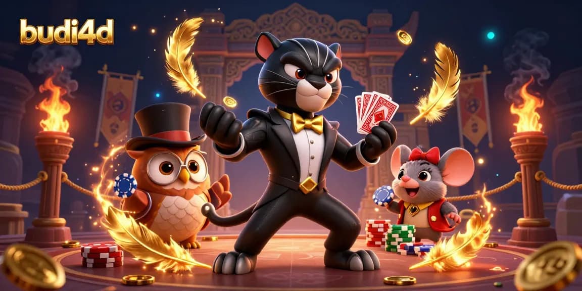 Engage with the colorful gaming scene featuring budi4d's stylish characters in a vibrant casino atmosphere.
