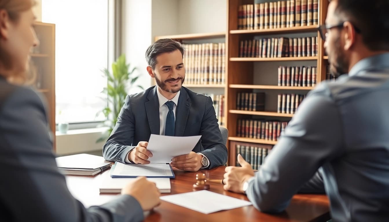 Consultation at https://www.marylandpersonalinjurylawyer.com showing a personal injury lawyer assisting a client.