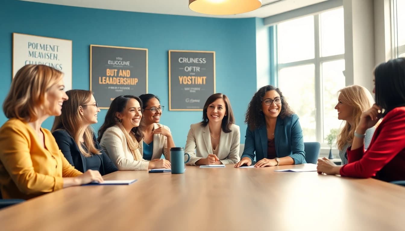 Women participating in leadership coaching for women discussion, showcasing collaboration.