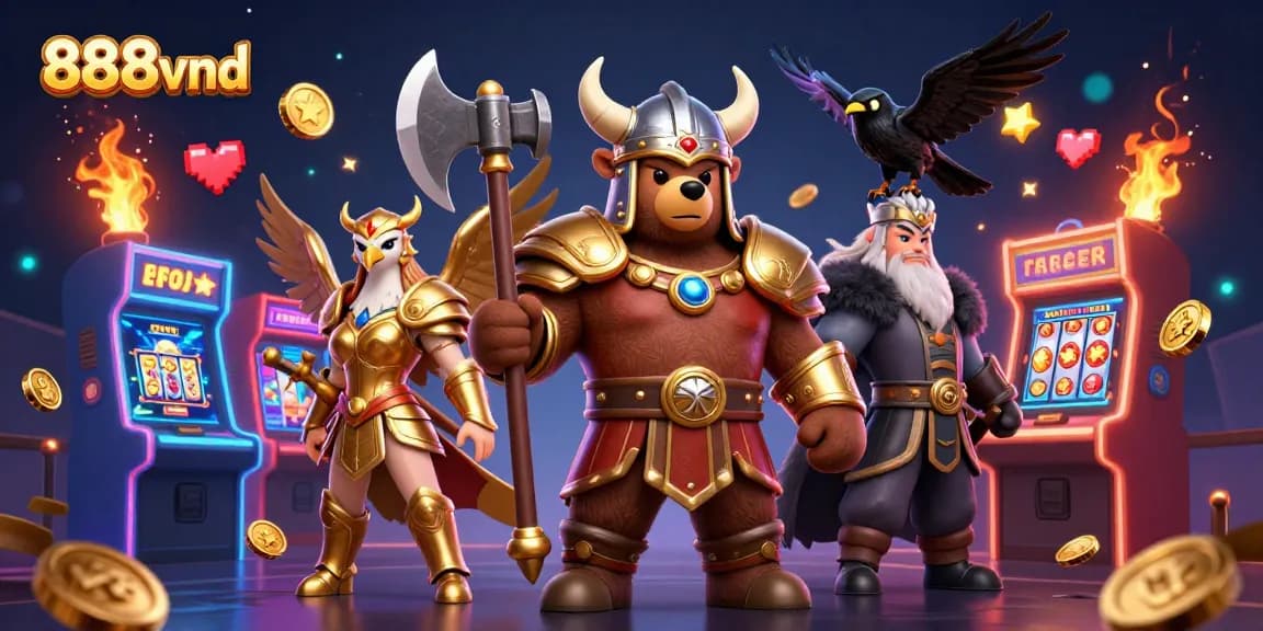 Play epic games at 888vnd with vibrant 3D characters and colorful casino elements in action.