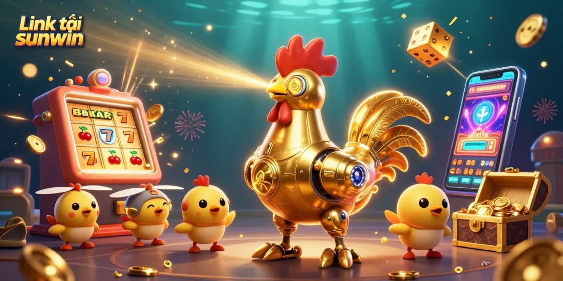 Engage with exhilarating games using Link tải sunwin, featuring a vibrant 3D casino scene.