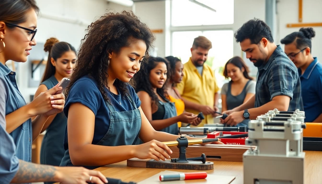 Students practicing skills at trade schools in Hawaii, fostering collaboration and learning.