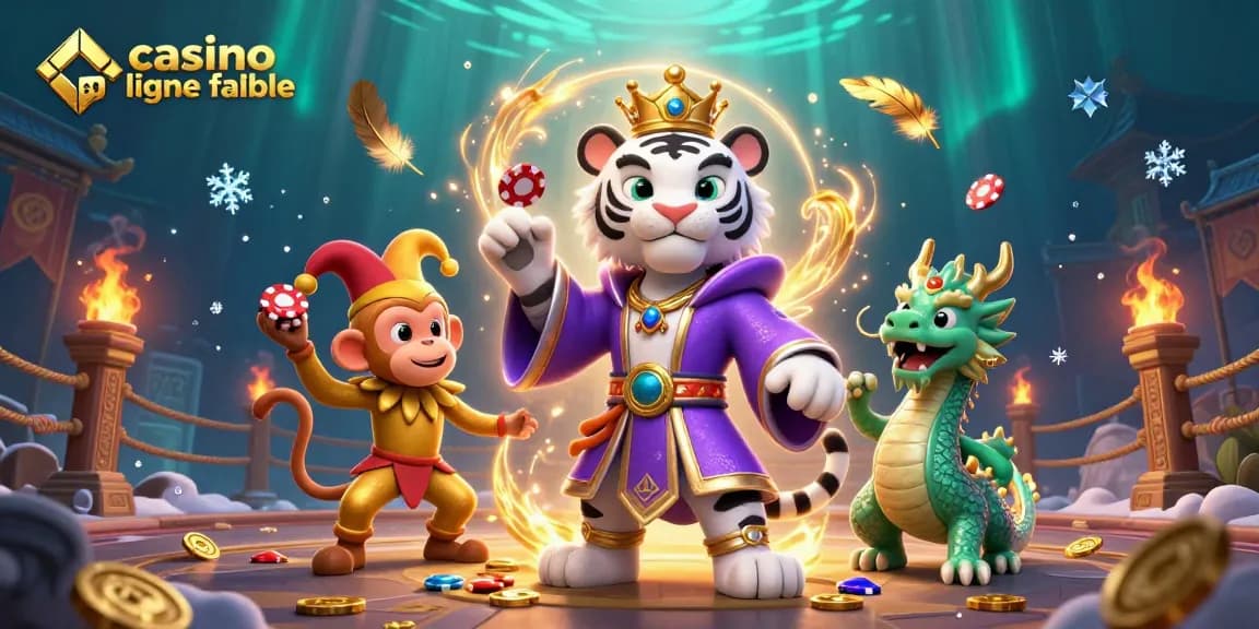 Jouer à un casino en ligne fiable avec une illustration d'une scène casino animée.
