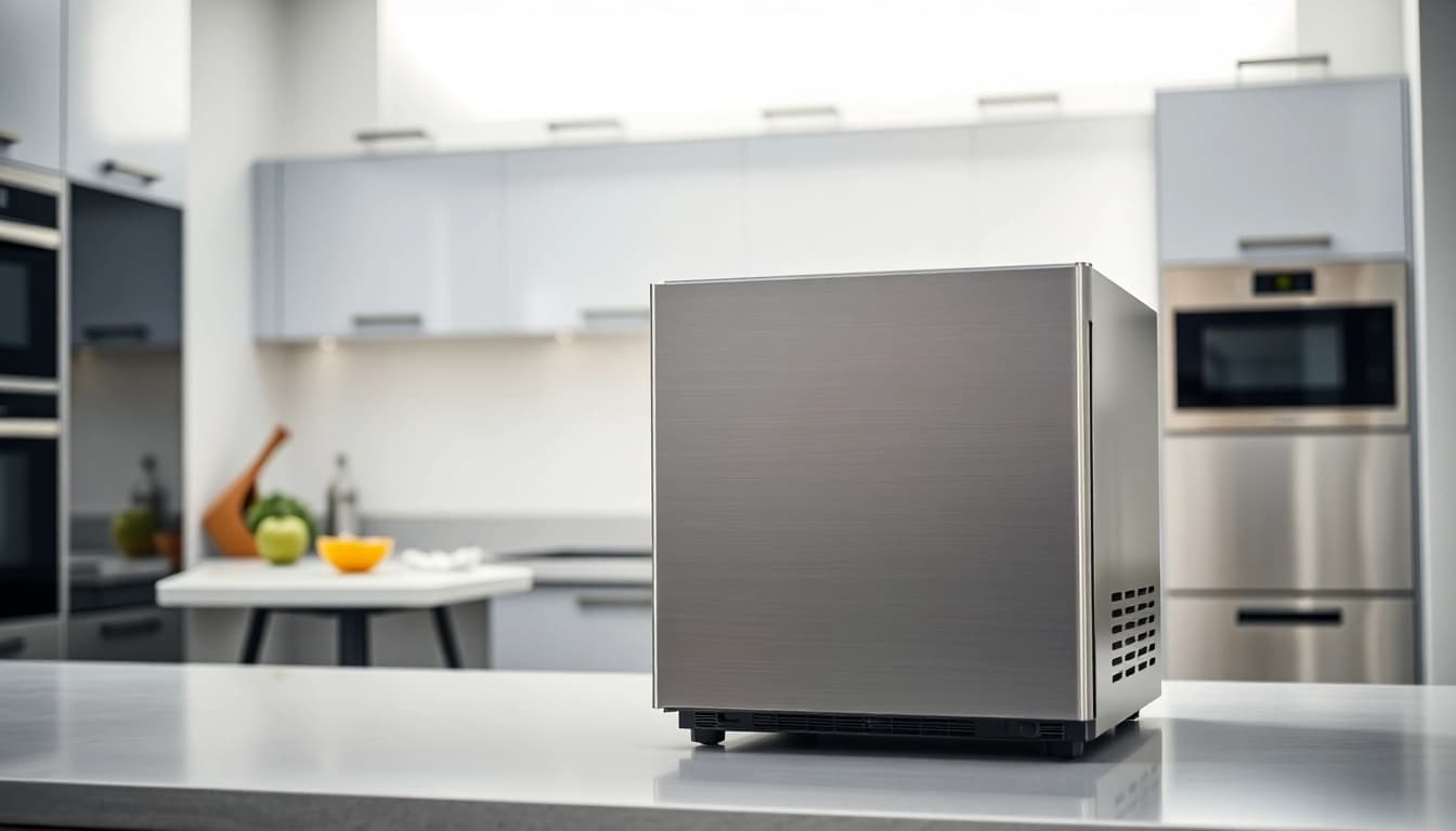 Enhance your kitchen with a sleek mini freezer showcasing modern design and functionality.