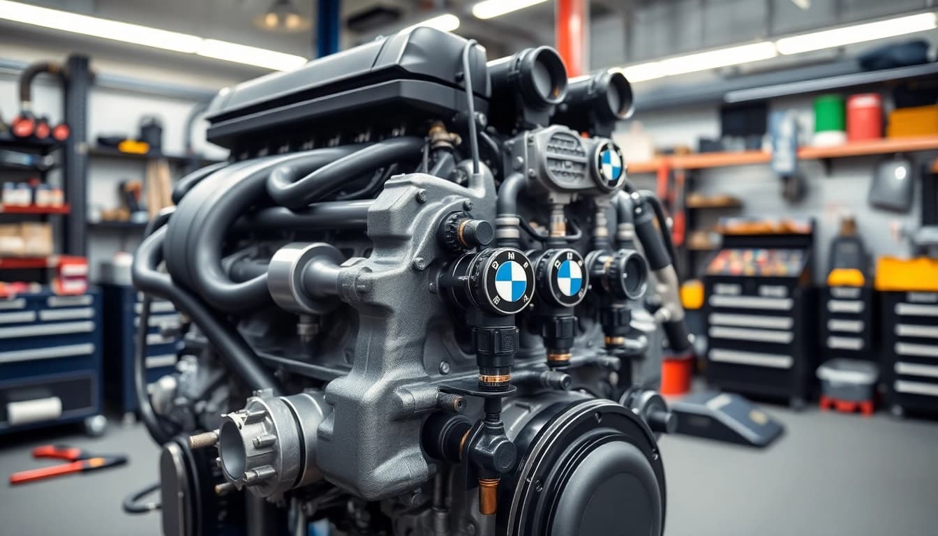 Explore a BMW G8X S58 Port Injection system expertly installed in a professional automotive workshop.
