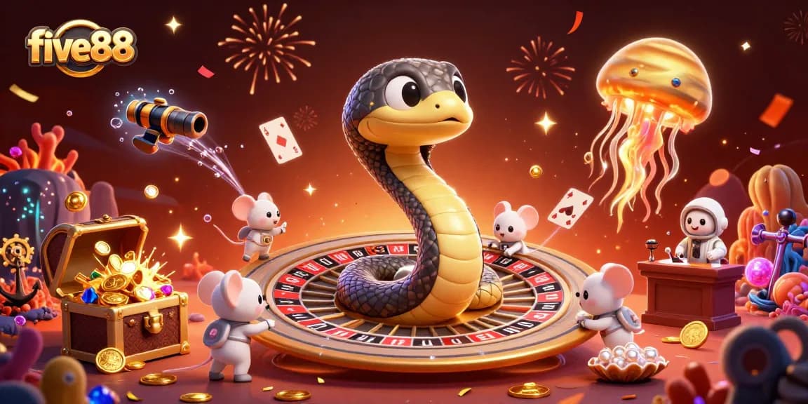 Experience the thrill of five88 with astronauts betting on a cosmic roulette wheel amidst treasure and fun!