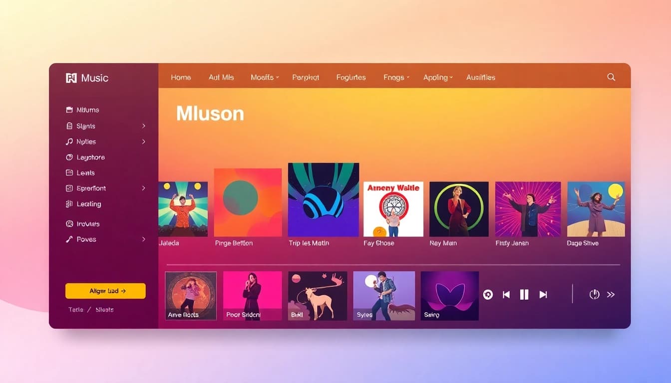 Get high-quality MP3 downloads quickly and easily with this modern music platform interface.
