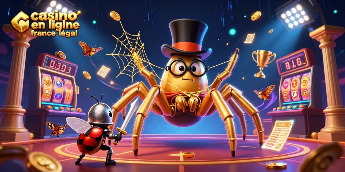 Attirez-vous sur un casino en ligne légal en France avec des personnages de conte dans une scène dynamique de jeu.