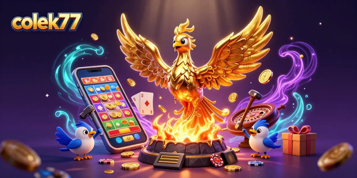 Play dynamic games on colek77 with golden coins, 3D phoenix, and exciting slot elements.