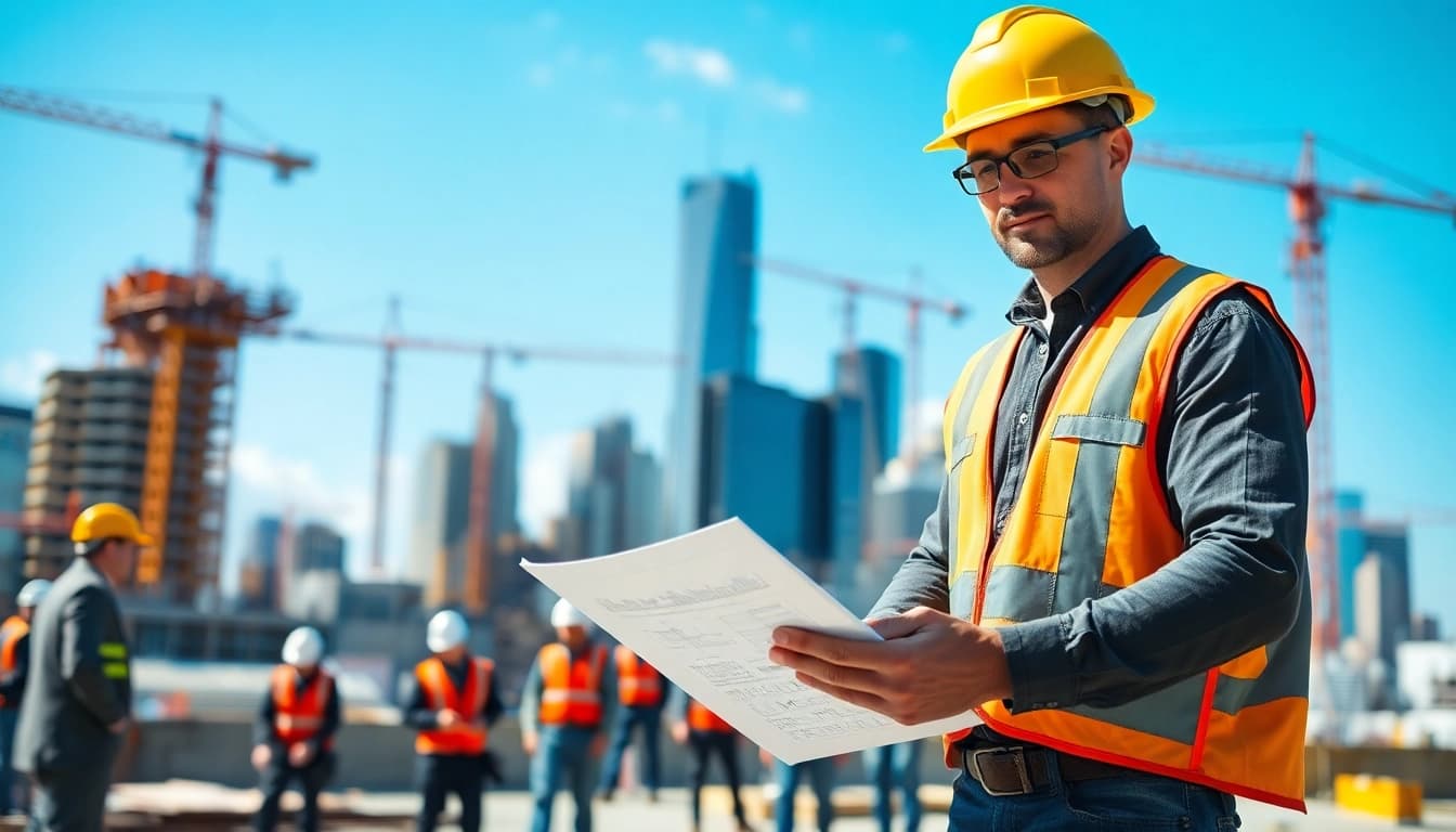 Experienced New York City General Contractor managing a construction site bustling with activity.