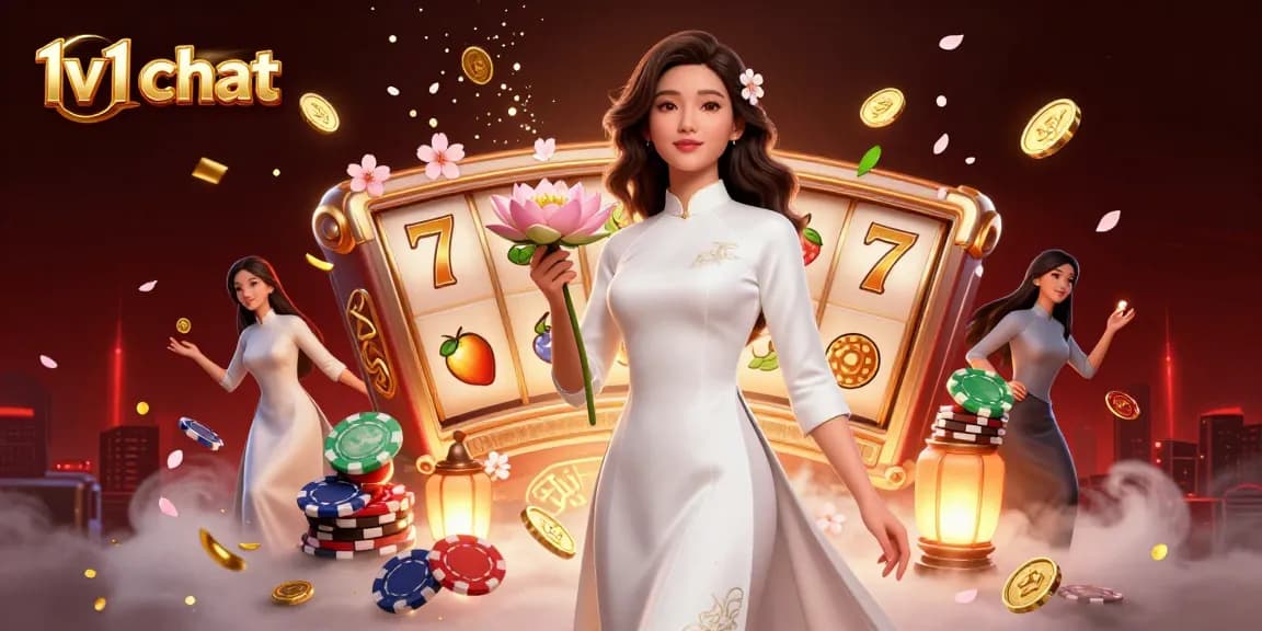 Engage in an exhilarating 1v1 chat while immersed in an illustrated casino with vibrant energy.