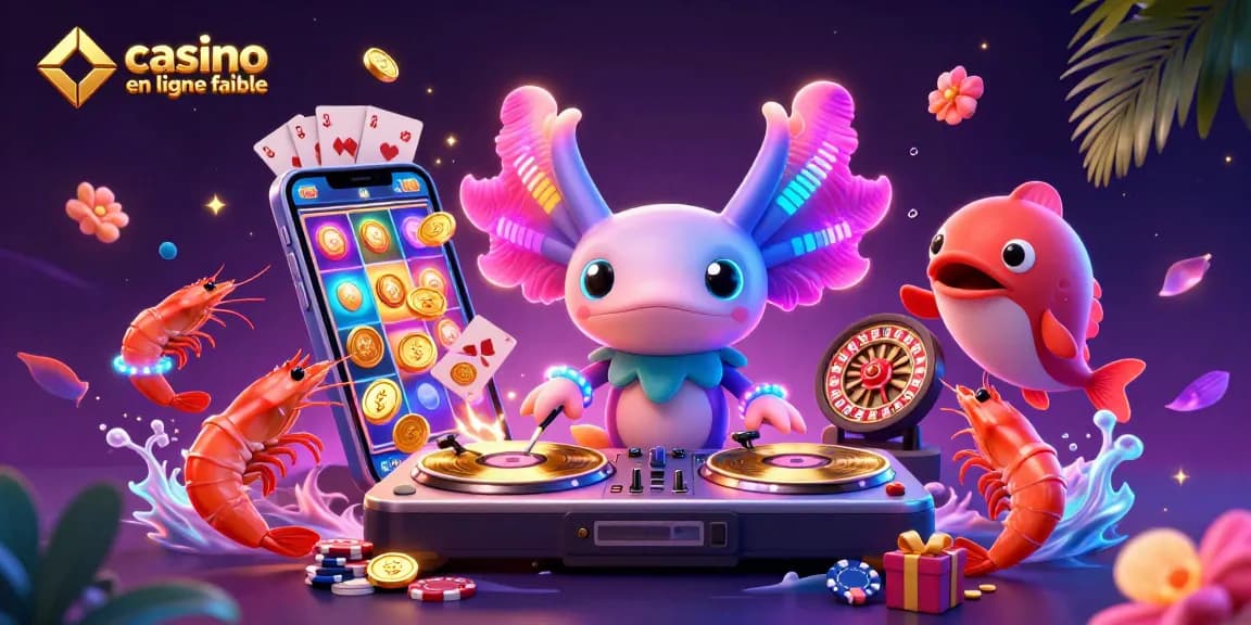 Profitez du jeu dans un casino en ligne fiable, avec des personnages animés et des éléments de casino colorés.