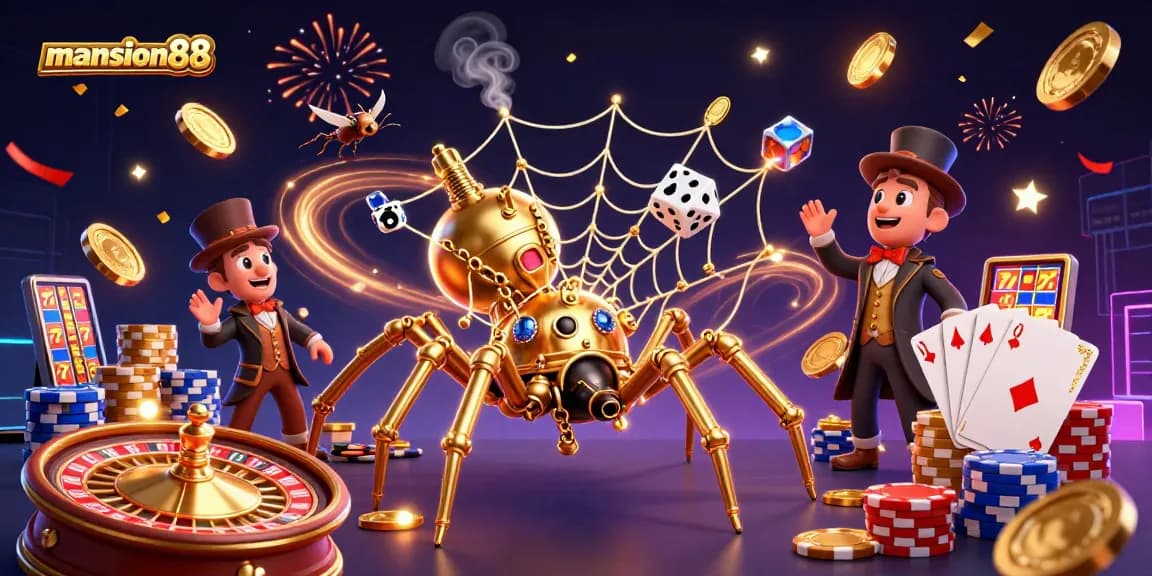 Win big at mansion88 with intense gaming action, golden coins cascading in a vibrant scene.