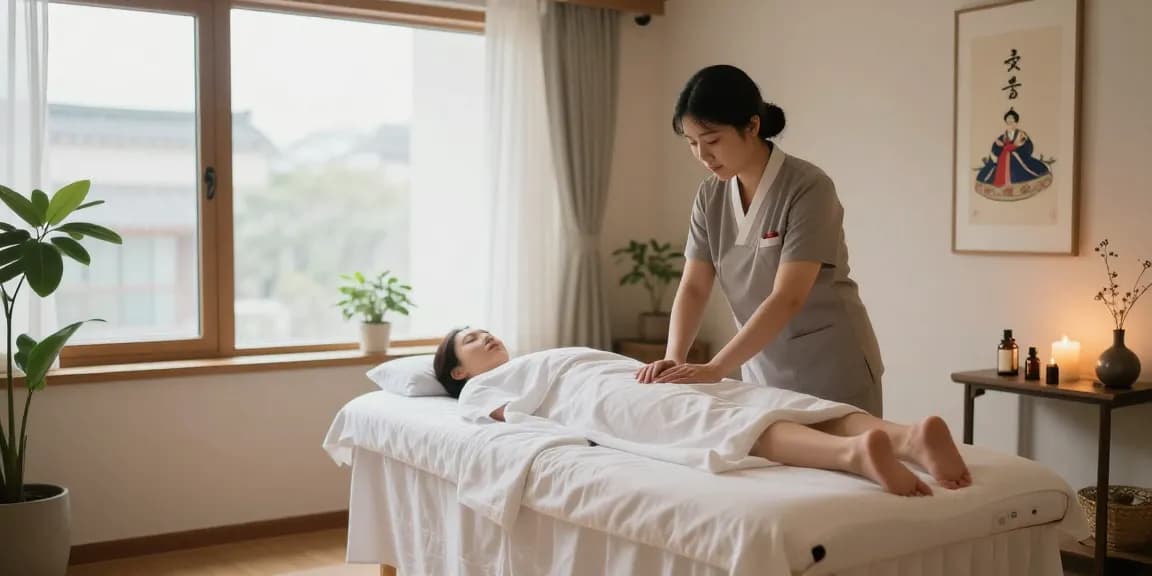 서울 1인샵 마사지를 위한 편안한 공간, 따뜻한 조명이 감도는 아늑한 마사지 테이블과 편안한 소품들이 조화를 이루고 있습니다.