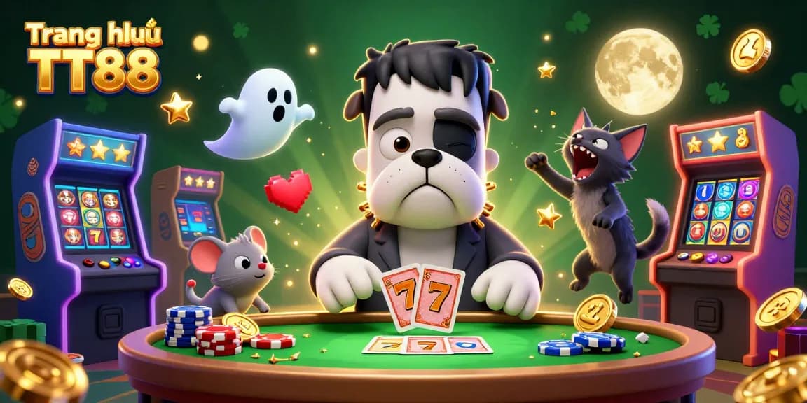 Experience the thrill of Trang chủ TT88 with a lively 3D casino scene featuring vibrant slot elements.