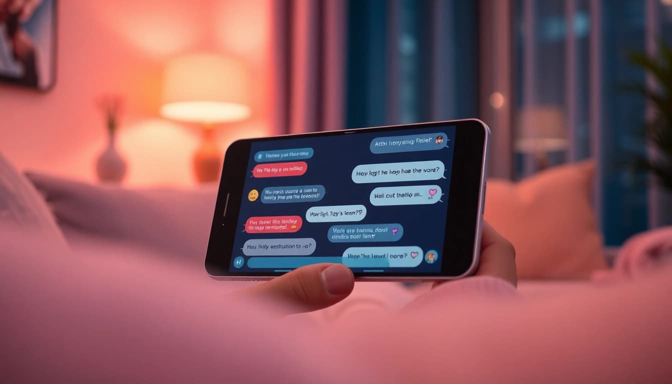 Engaging ai sex chat session on a digital device in a cozy setting.