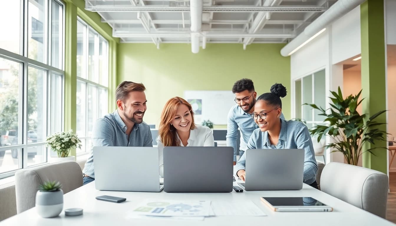 Enhance small business IT services with a proactive team collaborating in a modern office.