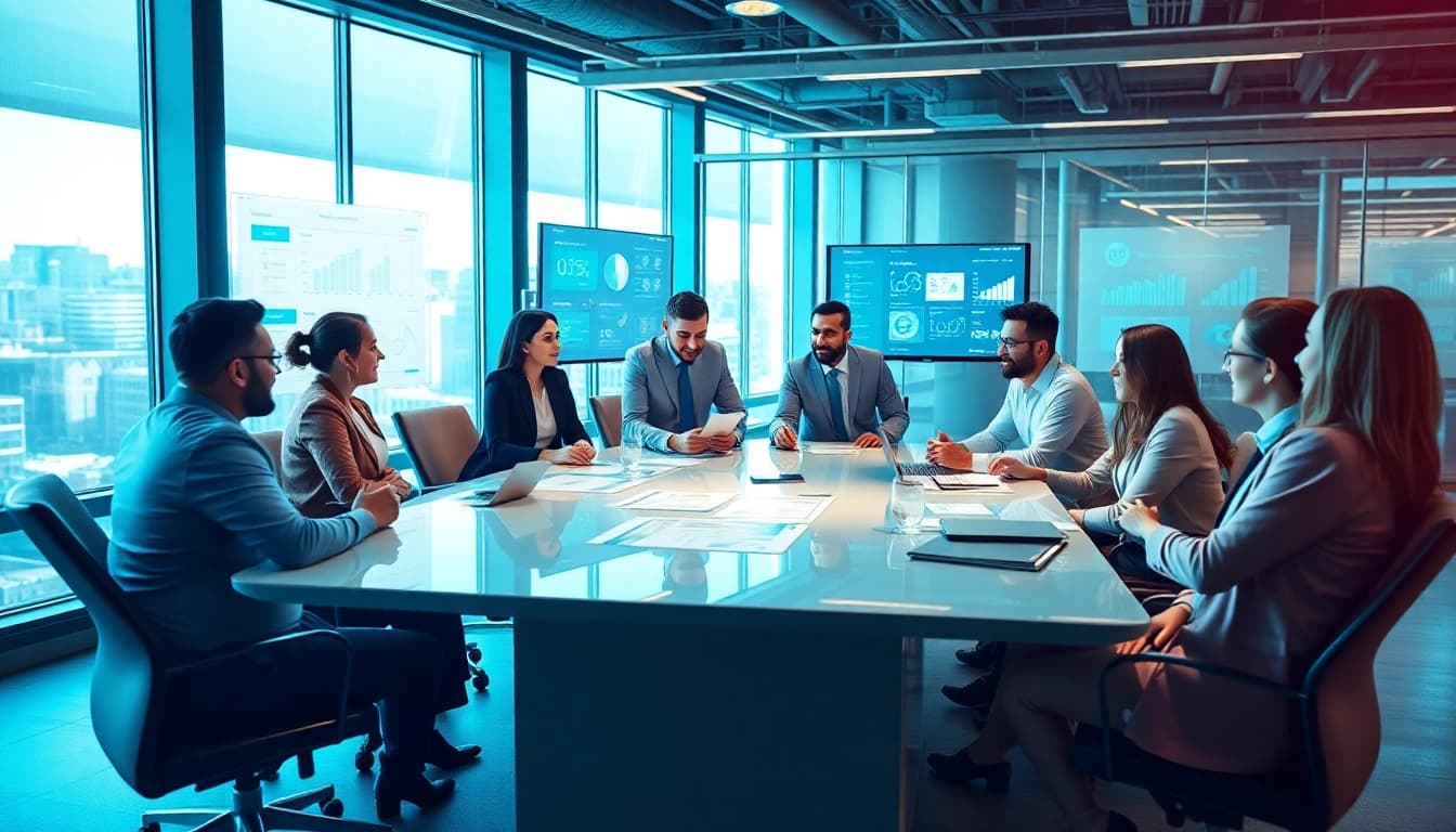 Collaborative business meeting at https://antrepost.com with diverse individuals brainstorming solutions.