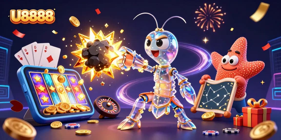 Engaging U8888 casino experience featuring vibrant gaming elements and celebratory effects