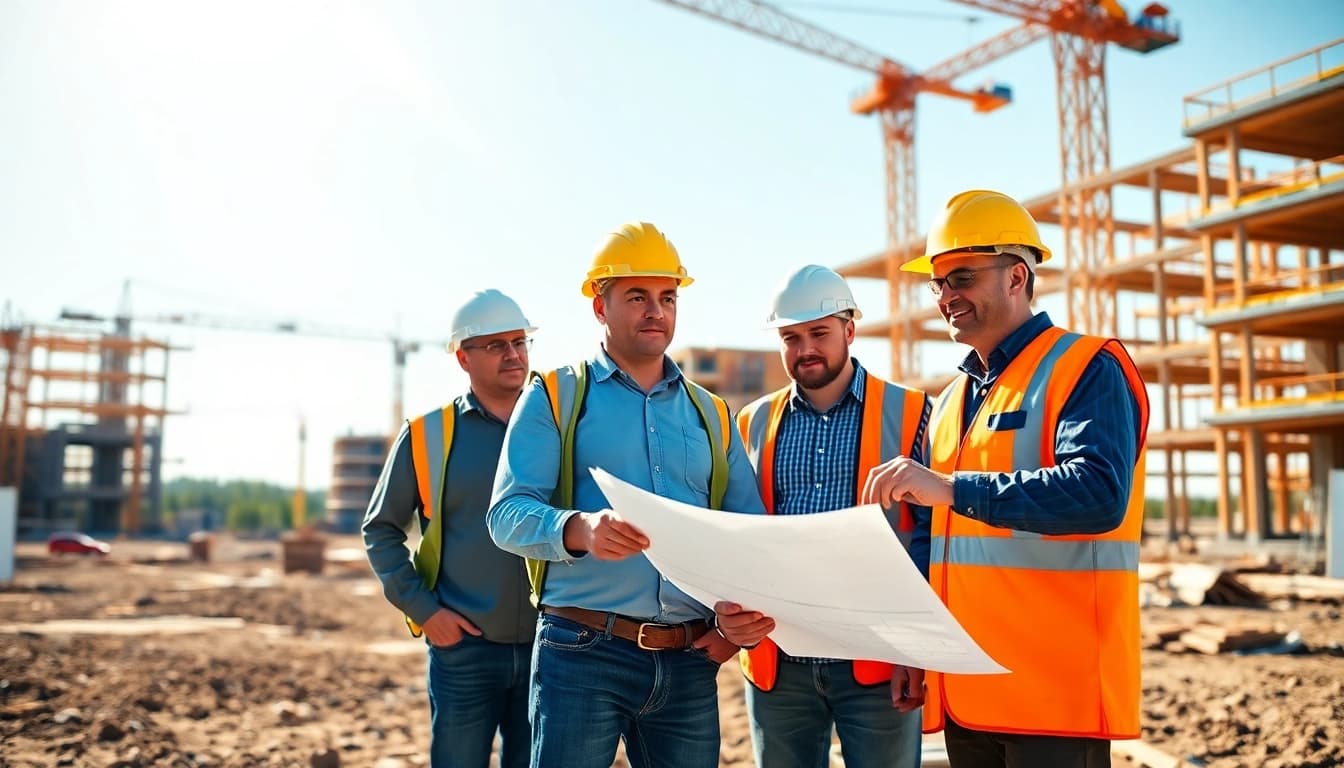 Engaging scene of construction association North Carolina members collaborating on a project.