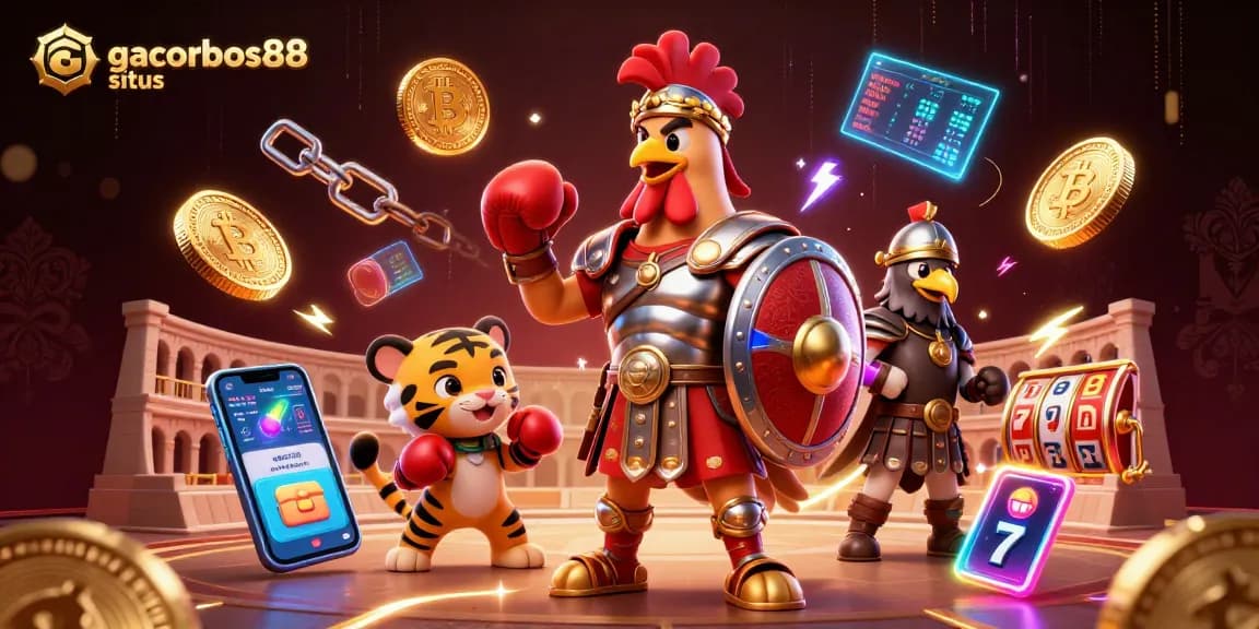 Engage in thrilling gameplay at gacorbos88 situs with vibrant characters and crypto elements.