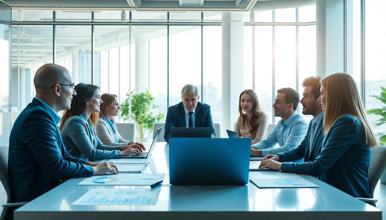 Engaging business meeting highlighting teamwork and innovative ideas.